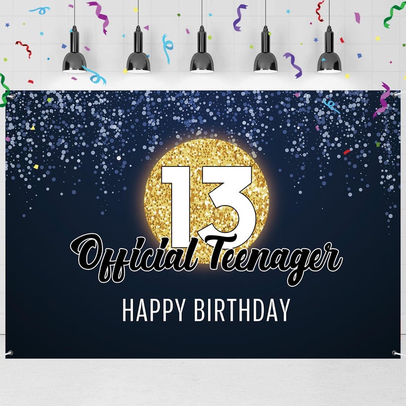 INNORU Large 13th Birthday Backdrop Banner, Happy 13th Birthday Poster Backdrop, Teenager Thirteen Bday Party Home Outdoor Decoration Sign 6x4 ft - Image 4